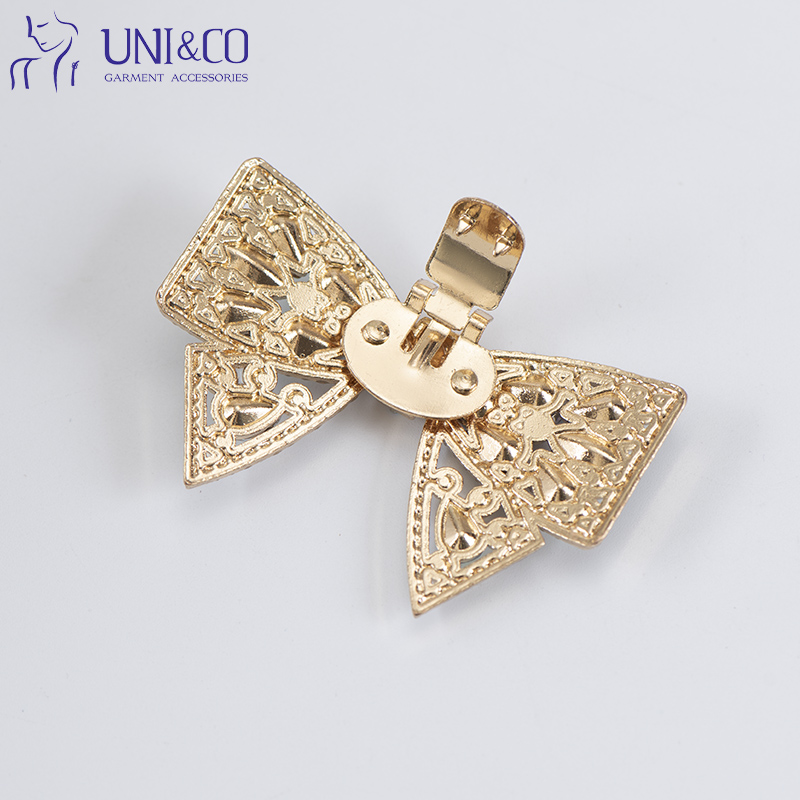 Diamond Crystal Bow Shape High Heel Shoe Buckle Metal