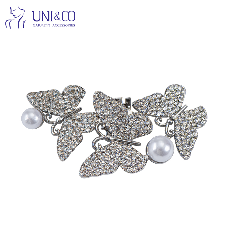 Silver And Gold Detachable High Heel Shoe Decoration Accessories Butterfly Shape Diamond Handbag Jewelry Buckle Clip for Loafers