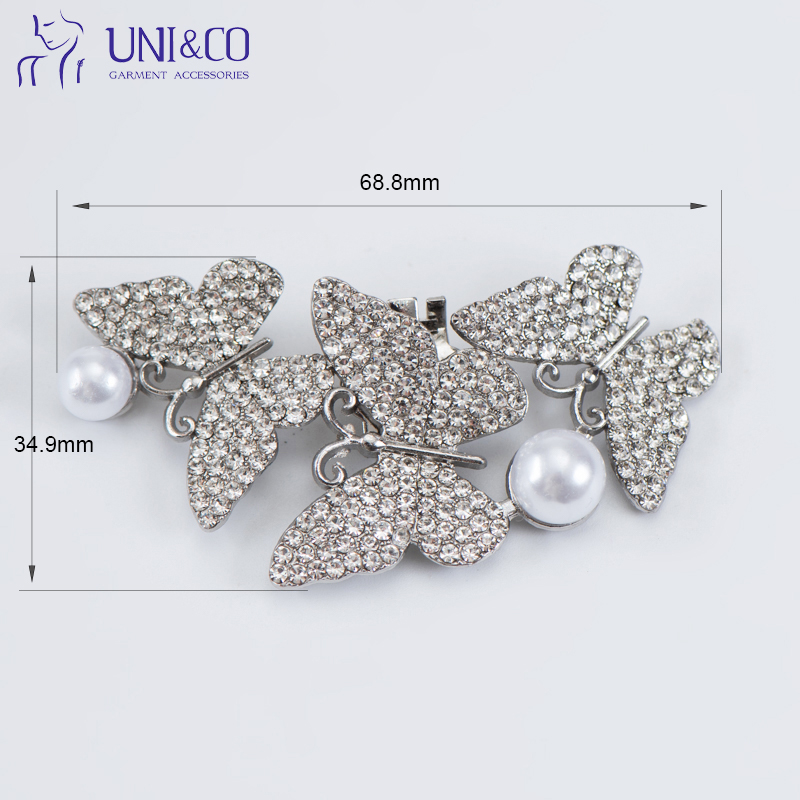 Silver And Gold Detachable High Heel Shoe Decoration Accessories Butterfly Shape Diamond Handbag Jewelry Buckle Clip for Loafers