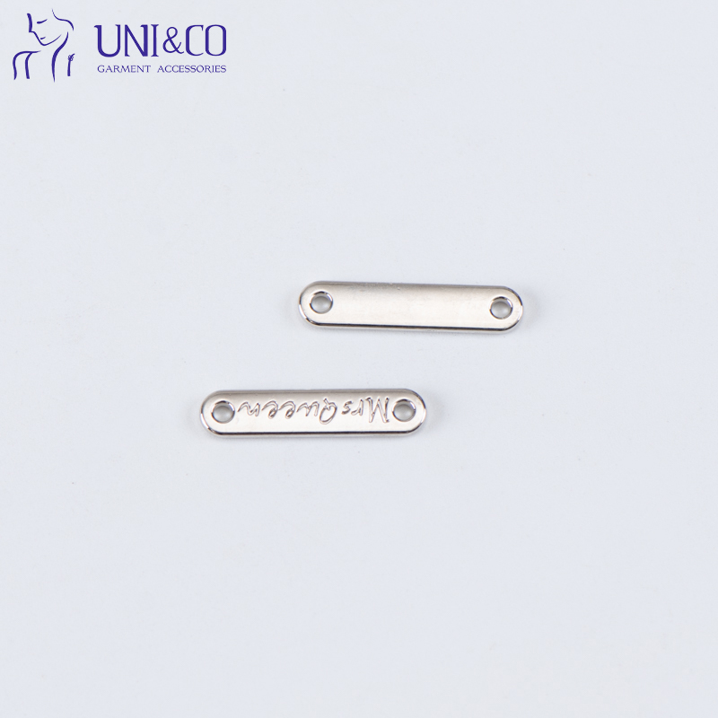 Bra Metal Custom Name Brand Tag Custom Oval Round Circular Rectangle Shape Metal Jewelry Tags For Cloth Bags