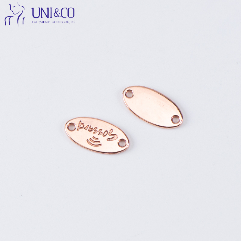 Bra Metal Custom Name Brand Tag Custom Oval Round Circular Rectangle Shape Metal Jewelry Tags For Cloth Bags