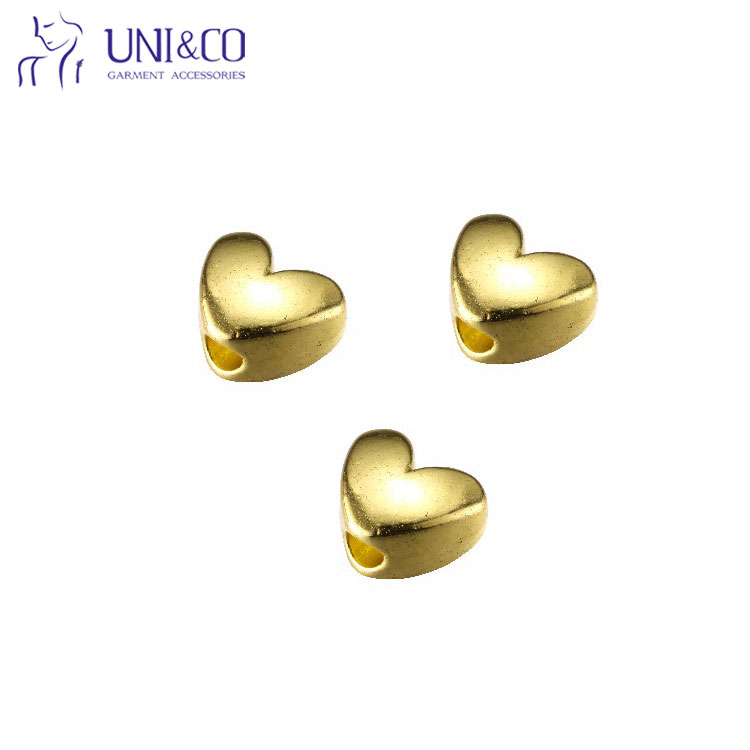 Heart Shaped Swimwear Hardware Rust Free Gold Metal Stopper Clip