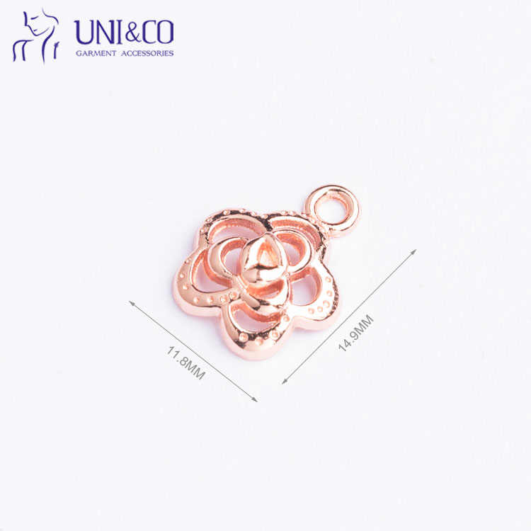 Rose Gold Color Bra Rose Charms Metal Pendants Charms