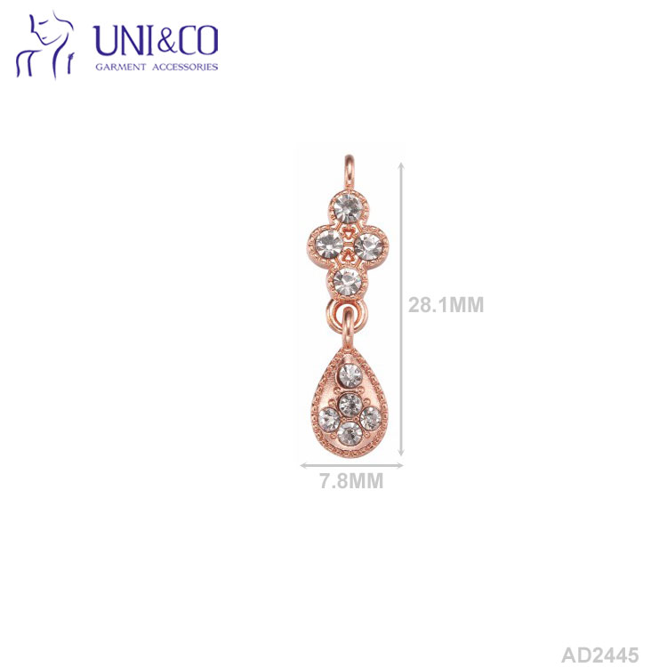 Rose Gold Bra Charms Crystal Pendant For Bra